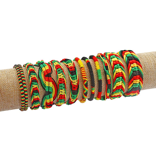 1PC Rasta Friendship Bracelet Wristband Cotton Silk Adjustable Braided Bracelet Reggae Jamaica Surfer Boho Marley Wristband